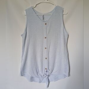 Hanger 55 Womens Sleeveless Top Size L Color Blue & White Texture Stripes